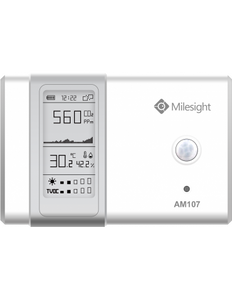 Milesight Indoor Ambience Monitoring Sensor for Temperature, Humidity, Motion, Light, CO2, TVOC - 2x AA Alkaline Batteries / Type-C Port Power Supply