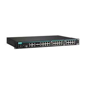 MOXA Modular managed Ethernet switch with 8 10/100BaseT(X) ports, 4 10/100/1000BaseT(X) or 100/1000BaseSFP IKS-6728A-4GTXSFP-HV-HV-T