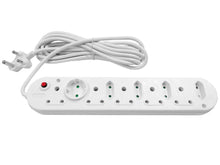 Load image into Gallery viewer, Multi Plug 5x 16A 5x 5A 5meter Power Cord, 10-way multi-plug made up of 5x 16A 3-pin sockets, 4x 5A 2-pin sockets &amp; 1x 5A 2-pin round socket, 5m cord
