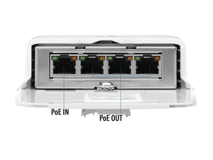 Ubiquiti NanoSwitch 4 x port POE switch (1xGigabit 24V PoE In Port, 3xGigabit 24V PoE Out Port), Outdoor, PoE Passthrough