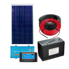 Load image into Gallery viewer, Solar Power Kit Five 500Wh peak, suitable for small and portable off grid/back-up solutions, 6× 5W Lights for 5 hrs/2× 15W CFL, 1×10W Charger for 5hrs
