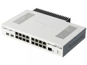 MikroTik Cloud Core Router CCR2004-16G-2S+PC, 16x Gigabit Ethernet ports, 2x10G SFP+ cages, active cooling, and best single-core performance per watt