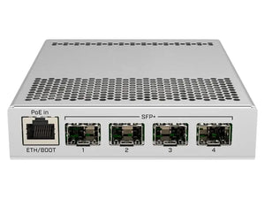 MikroTik CRS305-1G-4S+IN, Cloud Router Switch Dual boot SwOS/RouterOS, Switching capacity 82 Gbps, 4 SFP+, 1 GB port, Dual boot, POE in, dual DC jacks
