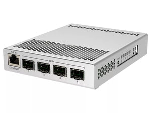 MikroTik Cloud Router Switch CRS305-1G-4S+IN with 800MHz CPU, 512MB RAM, 1*Gig LAN, 4*SFP+ cages, RouterOS L5/SwitchOS (dual boot), metallic case, PSU