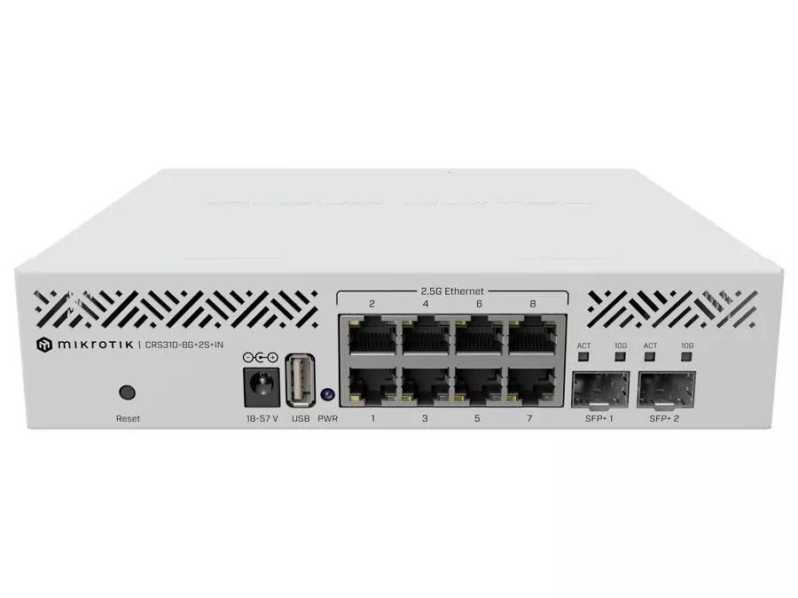MikroTik CRS310-8G+2S+IN 8-Port Cloud Router Switch, 10G Three-Layer Network Management Switch 1x 10/100/1000Mbps WAN port