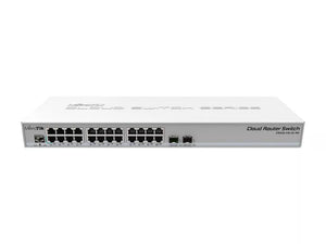 Mikrotik Cloud Router Switch CRS326-24G-2S+RM with 2x 40G QSFP+ cages, 24 10G SFP+ cages, 1x LAN port for management, RouterOS L5/SwitchOS dual boot