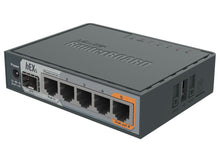 Load image into Gallery viewer, MikroTik hEX S - Desktop Router with 1 SFP, 5 Gb Ports &amp; 1 USB port, Dual-core 880 MHz CPU, 256 MB RAM, PoE in/out, 12v-57v, 5 Gigabit Ethernet ports
