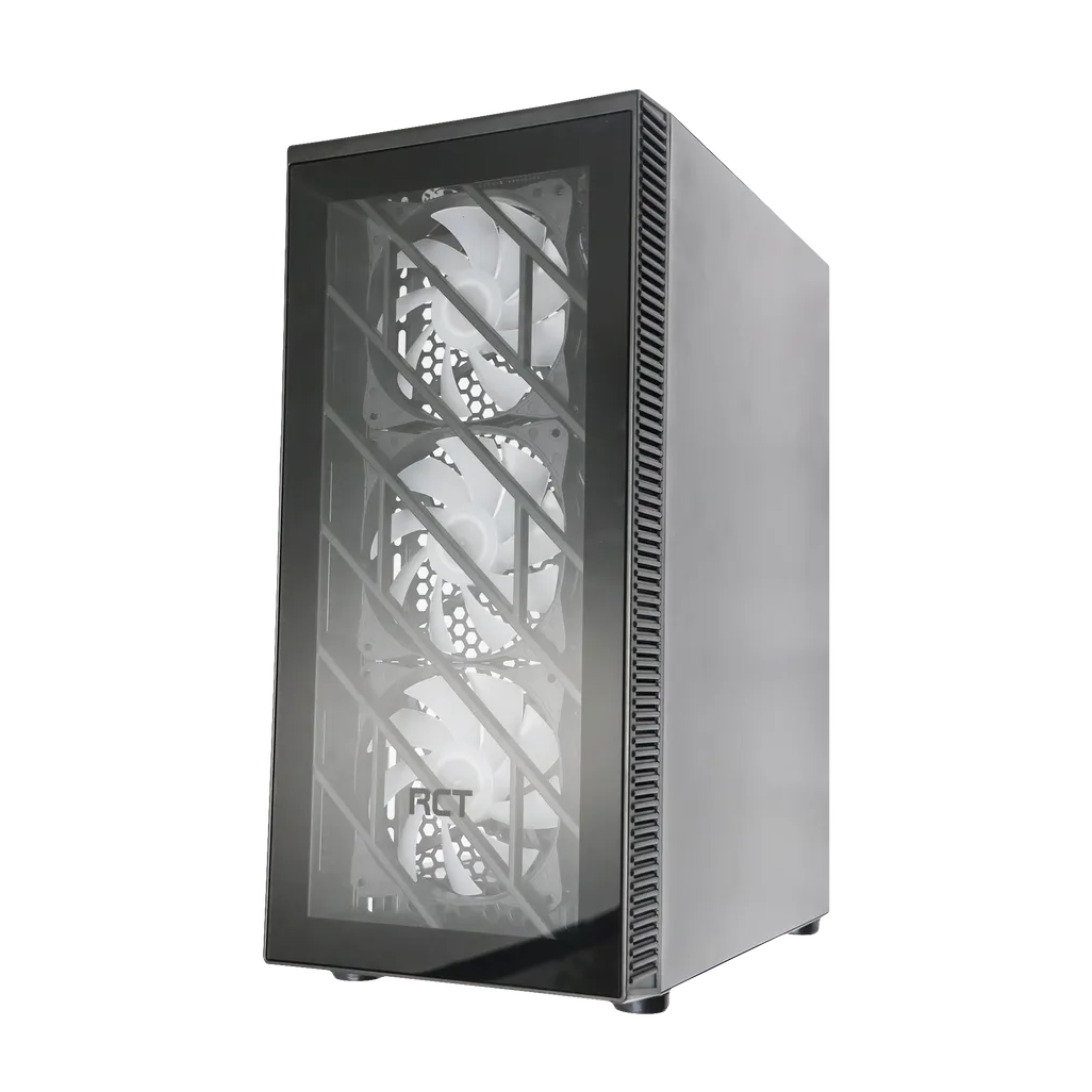 RCT Gaming ATX Desktop Computer PC Case - Black + 550W; 4 × RGB fans, Chassis, Desktop Computer and Server Cases, PC Gaming CASE, RCT-T192