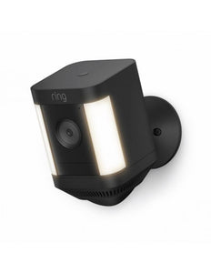 Ring Spotlight Fixed Camera Plus Battery, Black, Battery-powered security camera with LED spotlights and Siren, Includes battery pack