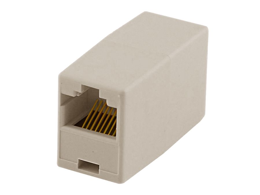 RJ45 Barrel Connector Female to Female, dual colour-coded wiring label with both T568A/B wiring pattern, rear termination field for easy termination