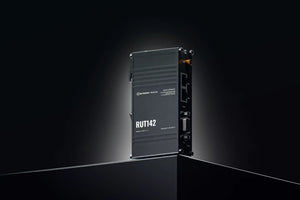 Teltonika RUT142 Ethernet + WiFi + RS232 Router, 2 x 10/100 Mbps Ethernet ports, Wi-Fi 4, Integrated DIN rail bracket and 3-pin power connector