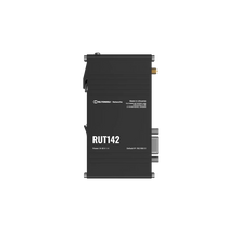 Load image into Gallery viewer, Teltonika RUT142 Ethernet + WiFi + RS232 Router, 2 x 10/100 Mbps Ethernet ports, Wi-Fi 4, Integrated DIN rail bracket and 3-pin power connector
