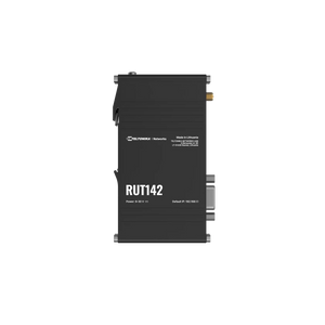 Teltonika RUT142 Ethernet + WiFi + RS232 Router, 2 x 10/100 Mbps Ethernet ports, Wi-Fi 4, Integrated DIN rail bracket and 3-pin power connector