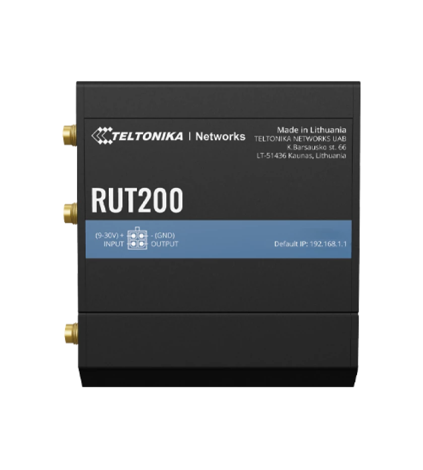 Teltonika RUT200 LTE Cat 4 Router, Wi-Fi 4, 1 x WAN (100 Mbps), 1 x LAN (100 Mbps), 4G industrial Wi-Fi router, backward-compatible with 3G and 2G