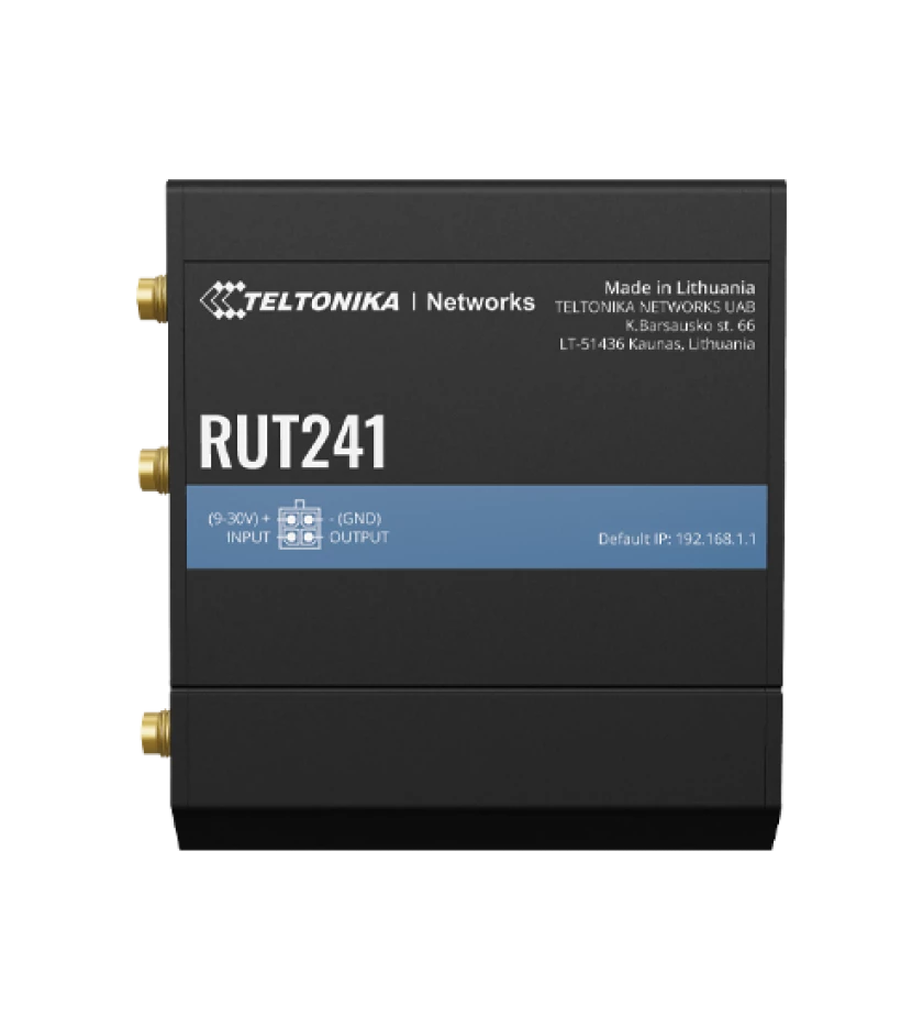 Teltonika RUT241 LTE Cat 4 Industrial Router, WiFi 4, 1x WAN(100Mbps), 1x LAN(100Mbps), 4G industrial WiFi router backward-compatible with 3G and 2G