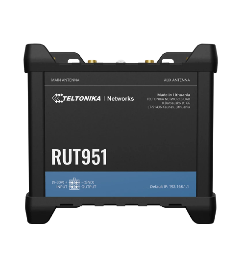 Teltonika RUT951 LTE Cat 4 Industrial Router, Dual-SIM, WiFi 4, 1x 100Mbps WAN, 3x 100Mbps LAN, MQTT, MoDBUS, 4G LTE, 3G, 2G, With auto failover, AP