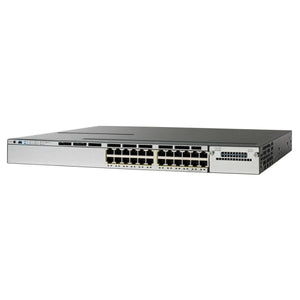 Catalyst 3850 Switch Stackable 24*10/100/1000 Ethernet ports, 350WAC power supply, 1RU, LAN Base feature set, WS-C3850-24T-L-S-E