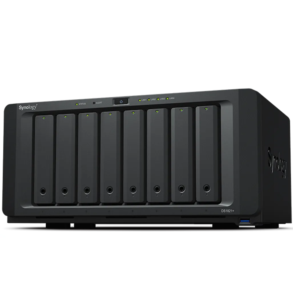 Synology DS1821+ DiskStation 8 Bay NAS - AMD Ryzen V1500B - 4GB DDR4 ECC - 4x Gigabit Ethernet- 4x USB3.1 - 2x eSATA - Black