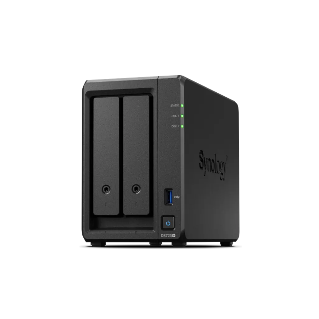 Synology DS723+ DiskStation 2 Bay NAS (up to 7-bay); 2 Core; 2GB DDR4 RAM (upgragable to 32 GB) 1 USB 3.0