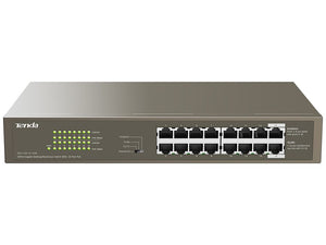 Tenda 16-Port Gigabit PoE Desktop Switch, Ethernet Ports: 16x 10/100/1000, Port Isolation; VLAN; CCTV; Standard, 1 x IEC Power Cord | TEG1116P-16-150W