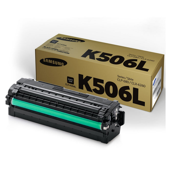 Samsung CLT-K506L Black High Yield Original Toner Cartridge SU173A, Page yield (black & white): 6000 pages, provides crisp details and vibrant prints