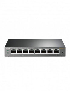 TP-Link 8-port Gigabit Easy Smart PoE Switch - features 802.3af/at Protocol, MTU/Port/Tag-based VLAN, QoS, IGMP Snooping, Steel case