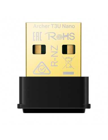 TP-Link AC1300 Archer T3U Nano Wi-Fi MU-MIMO USB Adapter, Nano Size, 867Mbps at 5GHz + 400Mbps at 2.4GHz, USB 2.0, Wireless Adapter