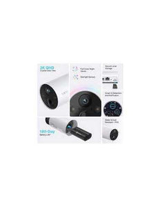 TP-Link Tapo Smart Battery Powered Security Camera, 2 camera system, 2.4 GHz, 5200mAh rechargable lithium-ion battery, 180days battery life, Hub incl