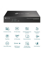 Load image into Gallery viewer, TP-Link VIGI 4 Channel PoE Network Video Recorder, 1× SATA Interface(up to 10 TB), 80 Mbps Incoming Bandwidth, ONVIF, H.265+/H.265/H.264+/H.264
