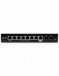 Ubiquiti UISP - Edgeswitch - 10X, 8 x Gigabit RJ45 Ports, AC/DC/24V PoE in, 1 x PoE out, 2 x SFP, Powered by 24V Passive PoE or External AC/DC Adapter