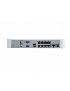 UNV Ultra H.265 8 Channel NVR with 1 Hard Drive Slot, 8 PoE Ports, EASY Series, 60Mbps Incoming Bandwidth, Hard Drive Not Incl, Smart Analytics, ONVIF