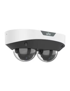 UNV Ultra H.265 2 × 4MP Dual-channel Non-Splicing Multiview Fixed IP Dome Camera, Smart Analytics, PoE, IR 30m, 2.8mm, IP67, IK10, SD Slot, 2 × Mics