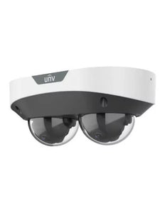 UNV Ultra H.265 2 × 4MP Dual-channel Non-Splicing Multiview Fixed IP Dome Camera, Smart Analytics, PoE, IR 30m, 2.8mm, IP67, IK10, SD Slot, 2 × Mics