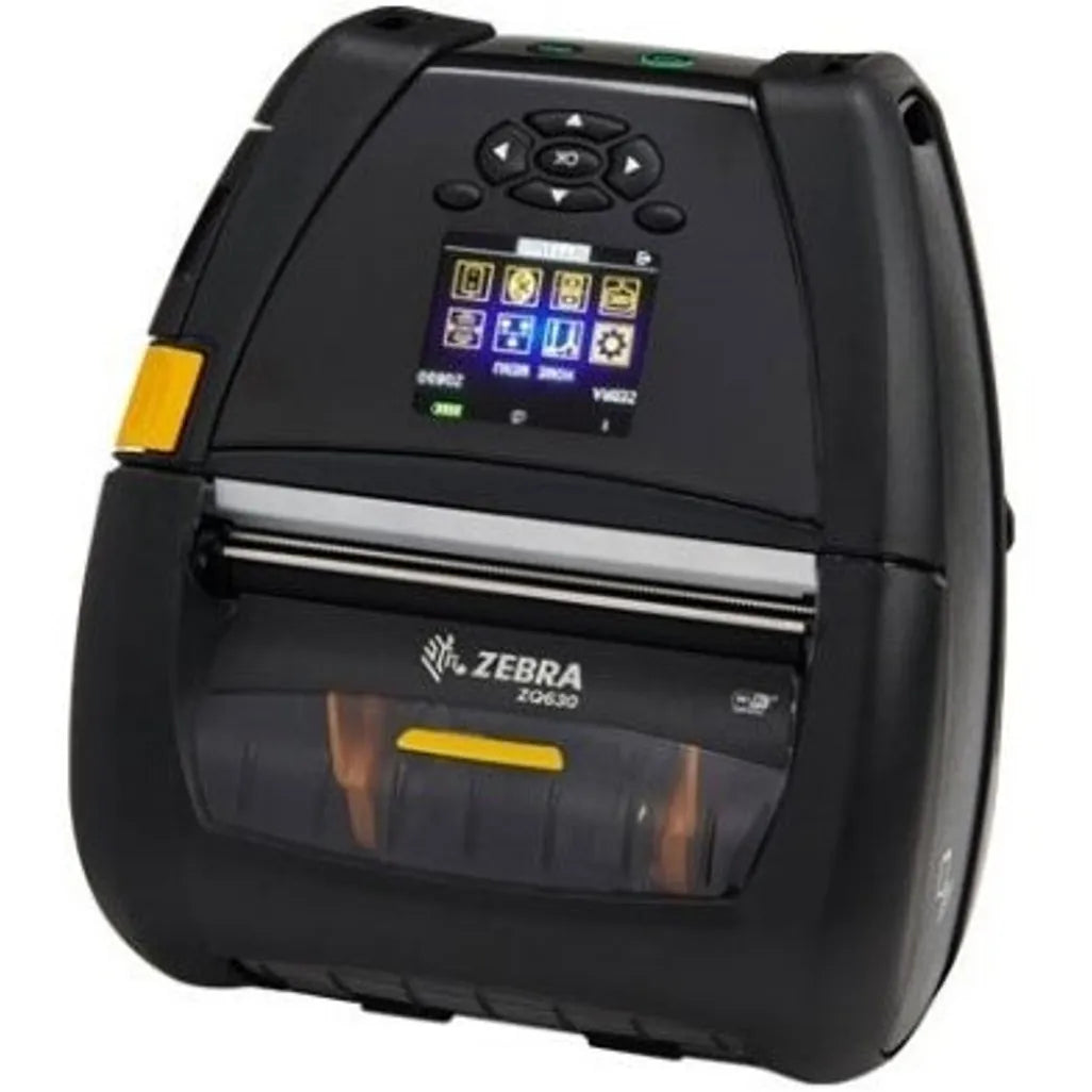 Zebra DT Printer ZQ630 Plus; English fonts;Dual 802.11AC / BT4.x; Linered platen; 0.75'' core; Group E; Shoulder strap; Belt clip