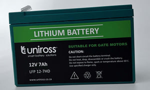 Uniross Li-FePO4 12.8V 7Ah, 89.6Wh, High Draw, Lithium Phosphate battery, Charge @ 1.4A(Max 6A) Discharge @ 15A(Max 35A/3sec) IP56 Rated, Power Backup