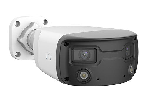 UNV Ultra H.265 P3 4MP Dual-Lens ColorHunter 16° Wide Angle Fixed Bullet Camera, 2x built-in warm lights, PoE, 4.00mm lens, IP67, SD slot 256GB, Mic