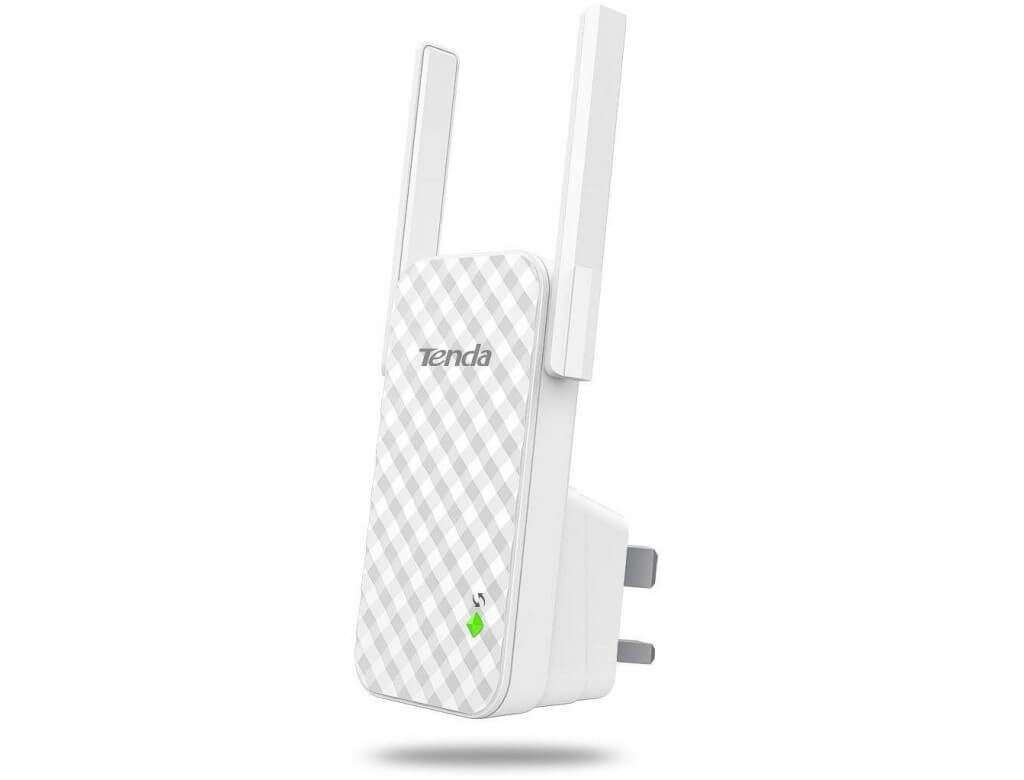 Tenda 300Mbps WiFi Range Extender 2-Pin, indoor Wi-Fi Signal Booster, featuring 802.11b/g/n, 2 x 3dbi antennas, Repeater Mode | A9