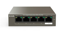 Load image into Gallery viewer, Tenda 5 Port Gigabit with 4 PoE 58W Desktop Switch, 5 x 10/100/1000 Mbps ports, 1Gbps, 4 x PoE Ports, 30W per port, 220V PSU included - TEG1105P-4-63W
