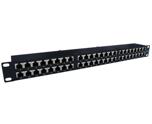 Acconet 48 Port RJ45 Patch Panel, 2U, Black, Compatible with CAT5 and CAT6, Cabling & Cabinets, Cabinets & Racks Accessories, Patch Panel