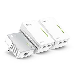 TP-Link WPA4220TKIT 600Mbps Powerline Extender (3 Pack), Signal Booster 300Mbps WiFI Extender, 2x FE LAN Ports, HomePlug AV, Plug and Play 2.4GHz .11n