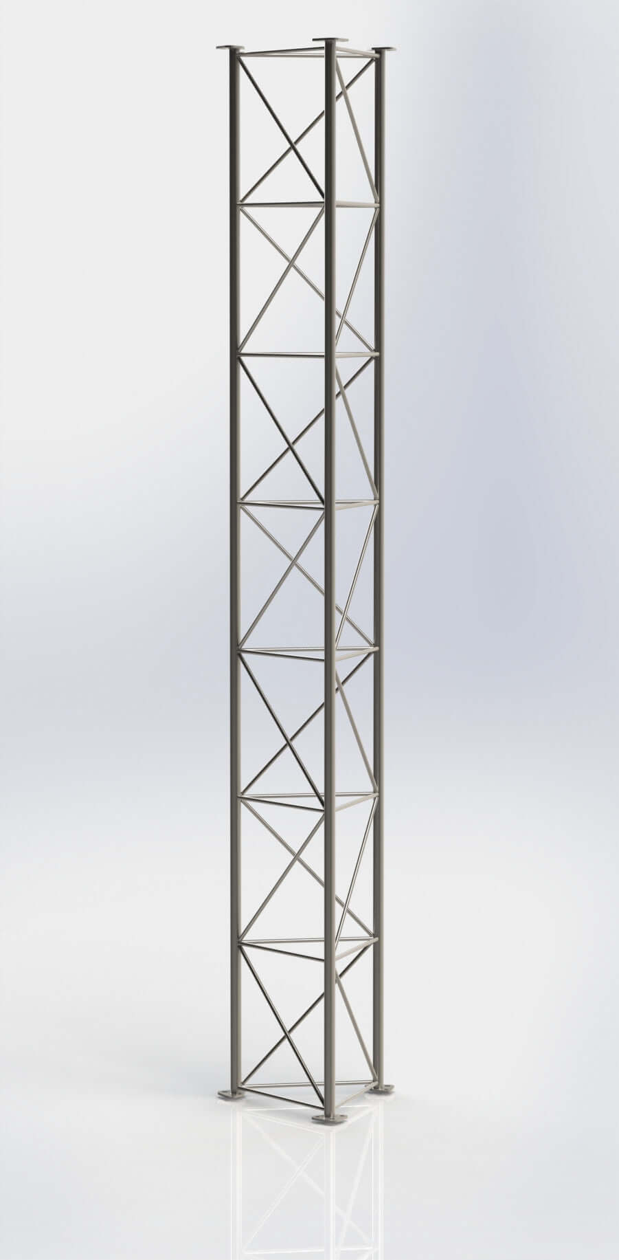 Lattice Mast 3m Section (Revised) - ZigZag bracing and flange joint, Galvanized (Guy rope kit recommended from 15-21m height (21max))