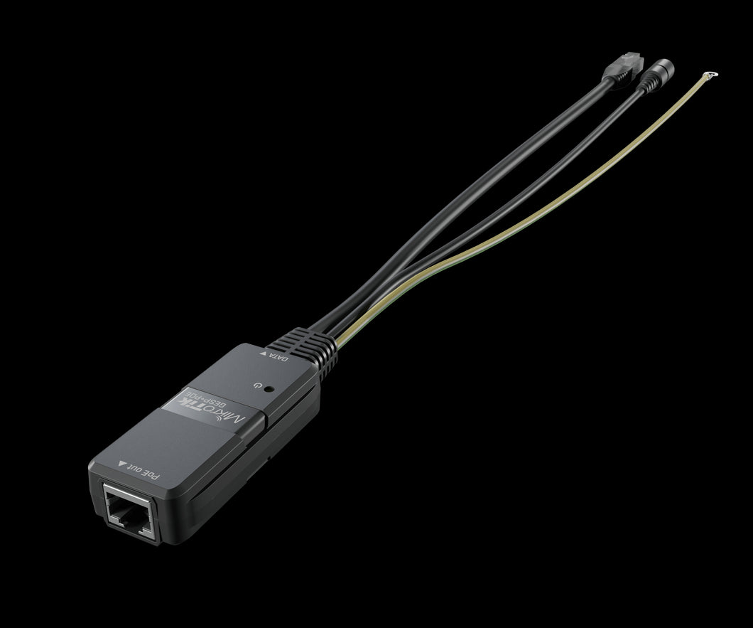 MikroTik Gigabit PoE Injector with Surge Protection, Indoor Enclosure, unit can absorb multiple impacts, protects from lightning strikes - GESP+POE-IN