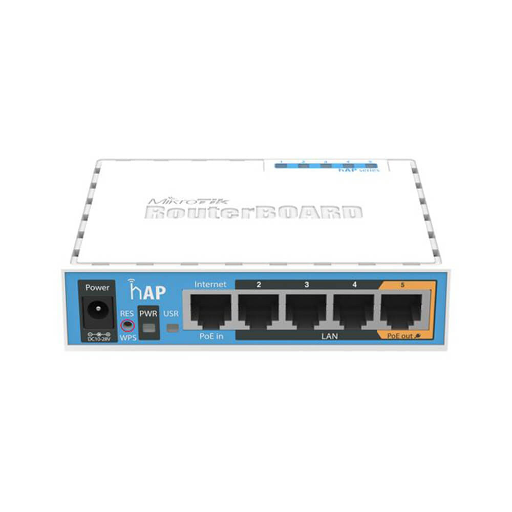 MikroTik hAP ac Lite 2.4GHz/5GHz desktop WiFi Router, with 650MHz CPU, 64MB RAM, 802.11a/b/g/n/ac dual chain, 5x FE LAN, RouterOS L4, 1 USB, 2dBi gain