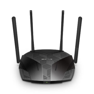 Mercusys AX1800 Dual-Band WiFi 6 Router, 574Mbps at 2.4GHz + 1201Mbps at 5GHz, 4× Fixed External Antennas, 3× Gigabit LAN Ports, 1× Gigabit WAN Port