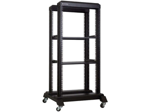 Linkbasic CAB-22UR 22U 600 Deep Open Server Rack and 2x Shelves, Cold Rolled Steel, Powder Coated, Free Standing (Castors & Feet Included)