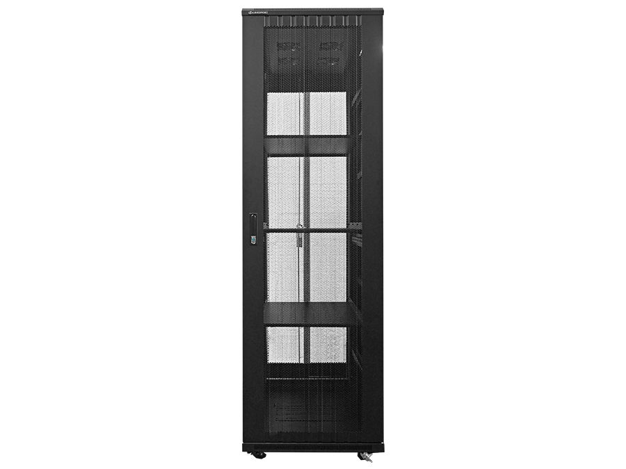 Linkbasic 42U 1M Deep Cabinet, 4 Fans 3 Shelves & Perforated Steel Doors, Cold Rolled Steel and Powder Coated, Free Standing, 2000×600×1000mm (H×W×D) - Let's Fibre Technologies 