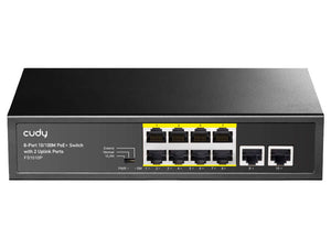 Cudy 10 Port with 8 Port PoE 115W Switch, Ethernet Ports: 10x 10/100, 802.3af/at PoE on Ports 1~8, Power Input: 1x IEC Power Cord (included) | FS1010P