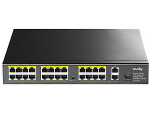 Cudy 26 Port with 24 PoE 290W 2 Gigabit 1SFP Combo Switch, with 24x802.3af/at PoE, 2xGb, 1xSFP Uplink; 290W PoE budget, with VLAN/Extender | FS1026PS1