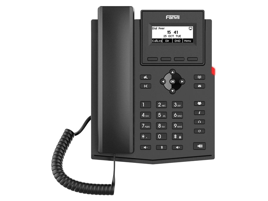 Fanvil 2SIP Entry Level PoE VoIP Phone, dual Fast Ethernet ports, 2xSIP lines, HD Voice, IPv4/IPv6, 3-way conference function, lattice display | X301P