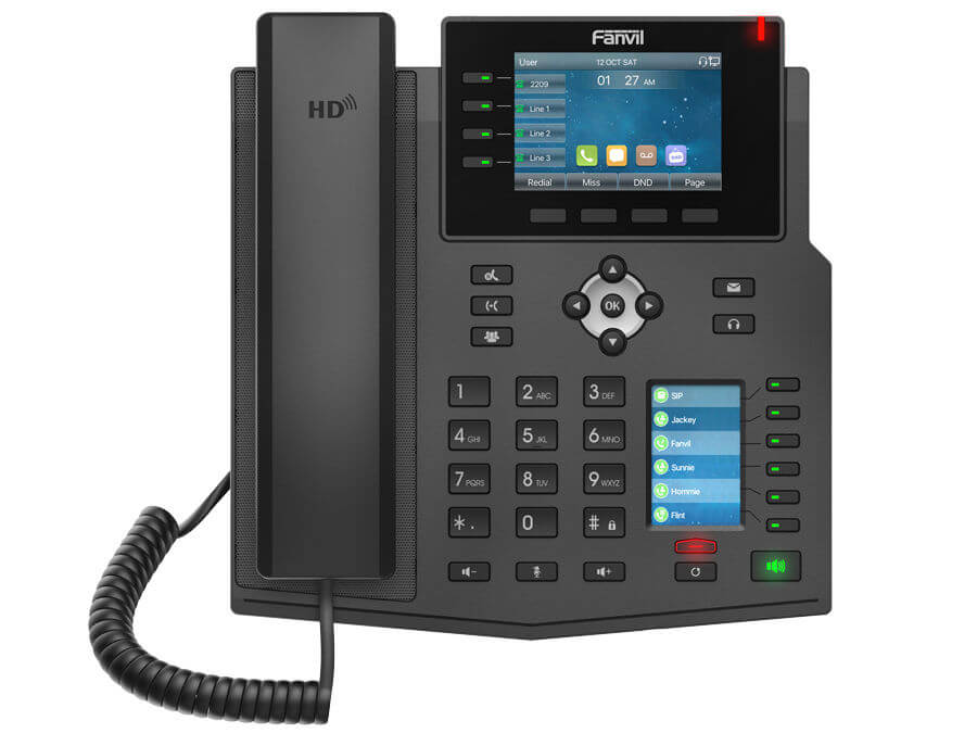 Fanvil 16SIP Gigabit Bluetooth PoE VoIP Phone, features dual GbE ports, 802.3af/at PoE, built-in BT headset support, HD Audio, 3.5